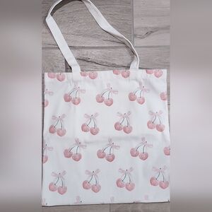 Cherry Print Canvas Tote Bag